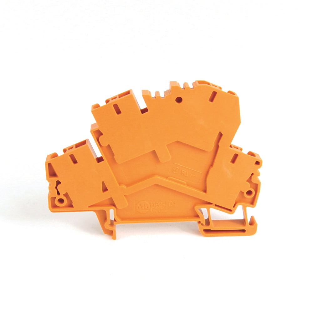 Allen-Bradley 1492-LD4-OR | 25A Two-Level Spring-Clamp Terminal Block, Orange, 600V, 4mm² Lot of 8