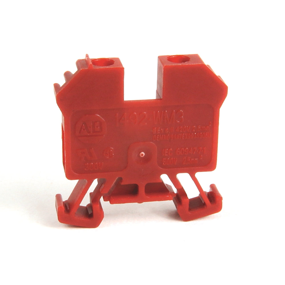 Allen-Bradley 1492-WM3-RE | 15A Miniature Terminal Block, Red, 300V, 2.5mm² Screw Connection Lot of 44