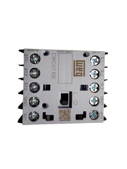 WEG CWC07-10-30L03 Miniature Contactor – 3-Pole, 7A (AC-3), 24V DC Low Consumption Coil, 1NO Aux