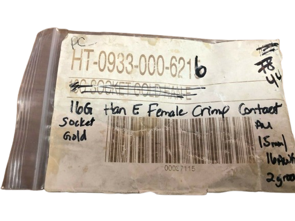 Harting Han E® Female Crimp Contact (0933-000-6216) – 16 AWG (1.5mm²), Gold-Plated, 2-Groove (Lot of 44)