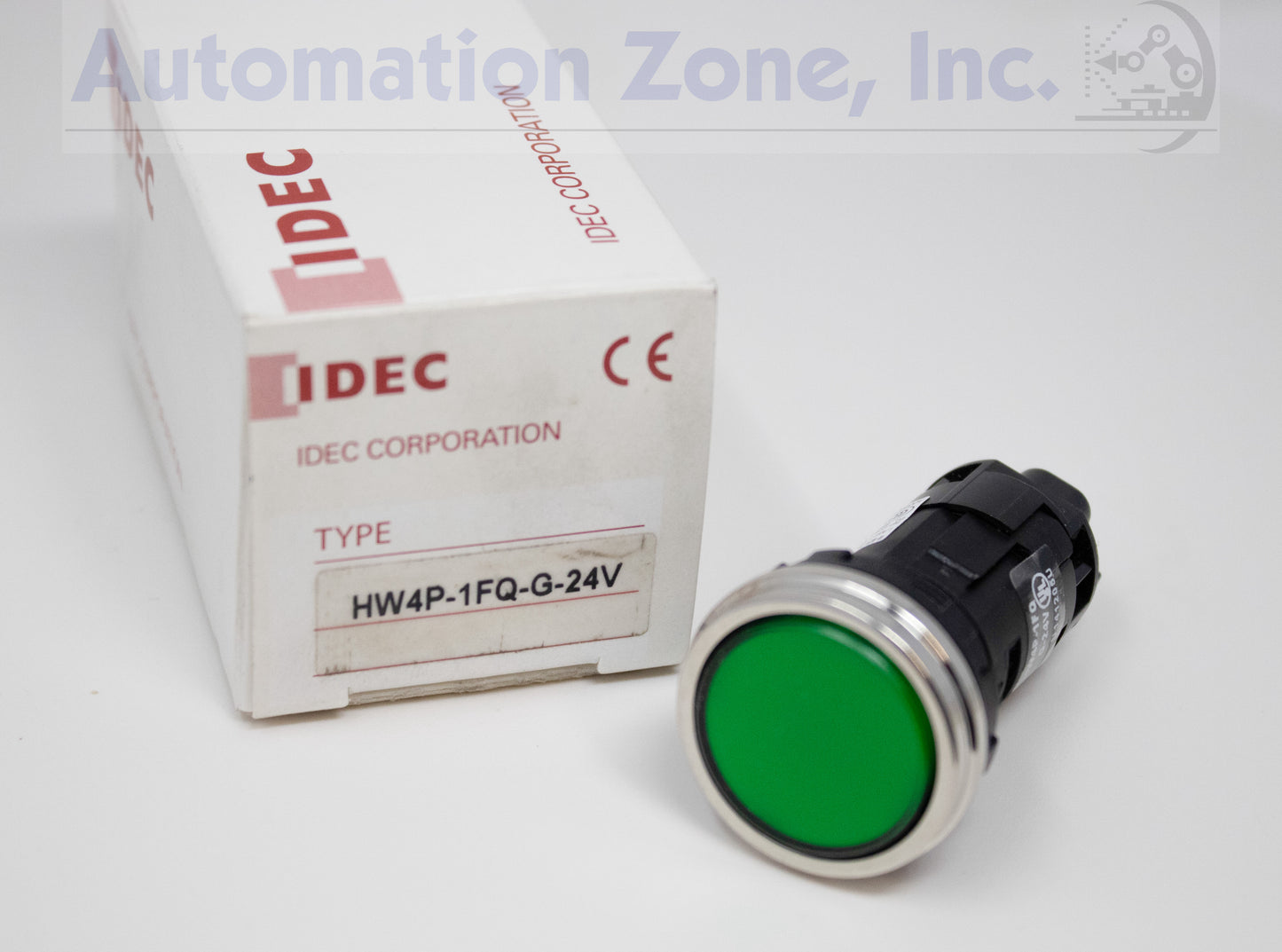 IDEC HW4P-1FQ-G-24V | 22mm Green LED Pilot Light, Round Flush, Metal Bezel, 24V AC/DC