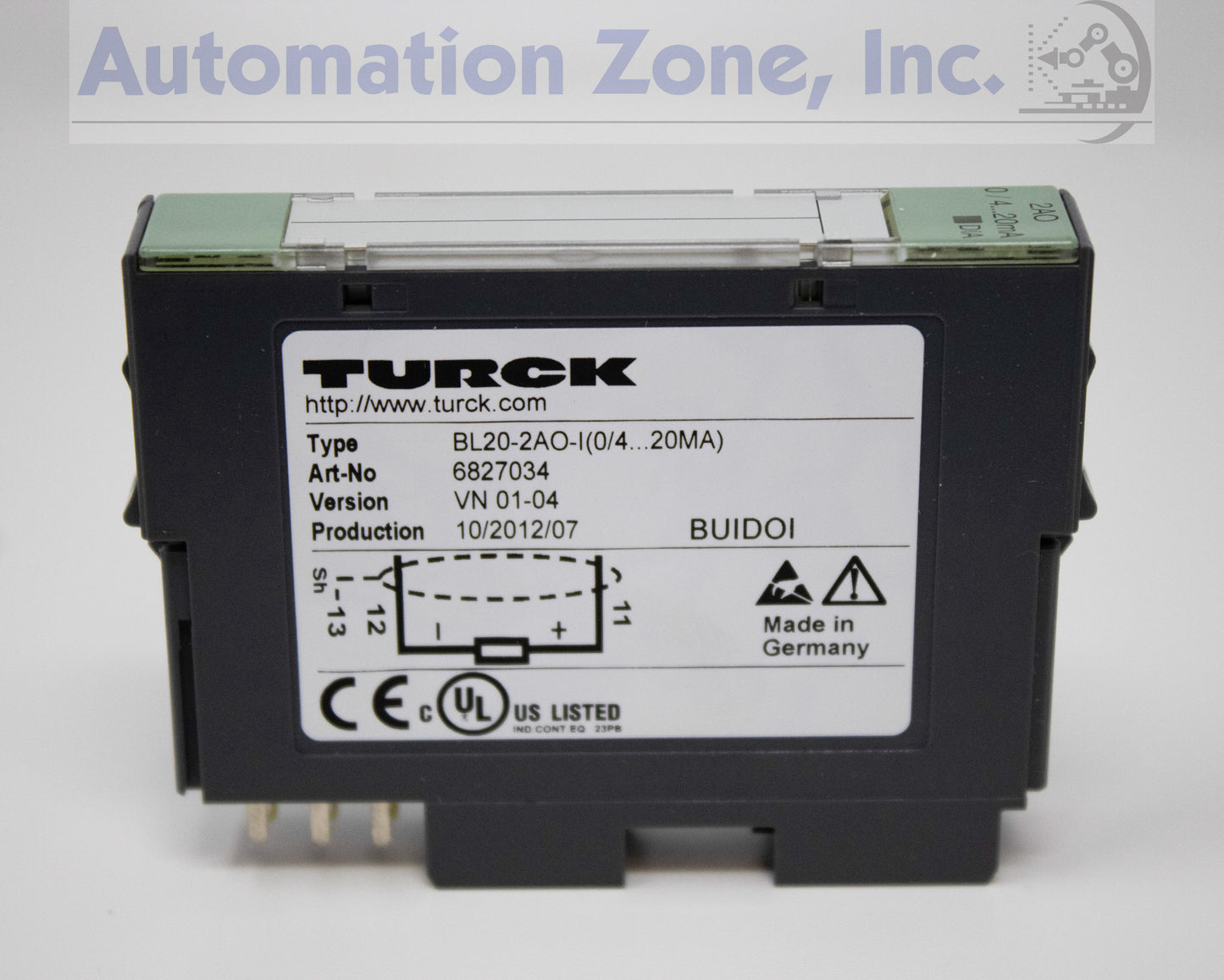 Turck BL20-2AO-I(0/4...20MA) | 2-Channel Analog Output Module, Current, 16-Bit Resolution