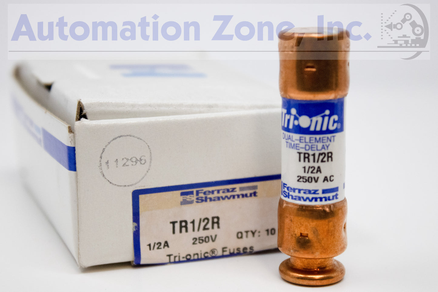 Mersen/Ferraz Shawmut TR1/2R Tri-Onic Fuse – Class RK5, 0.5A, 250V AC/DC, Time-Delay (Box of 10)