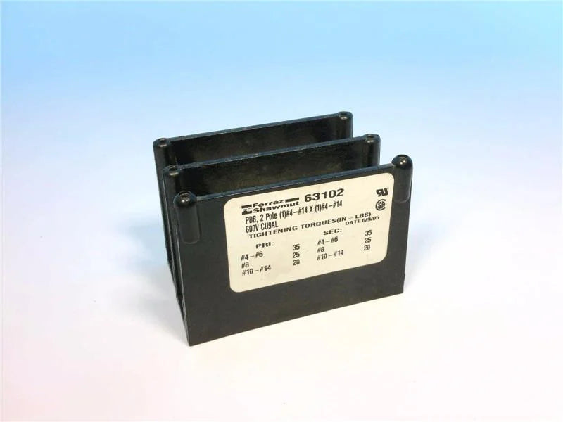FERRAZ SHAWMUT 63102 Power Distribution Block 2P 600V 100A Max VB201613 Lot of 2