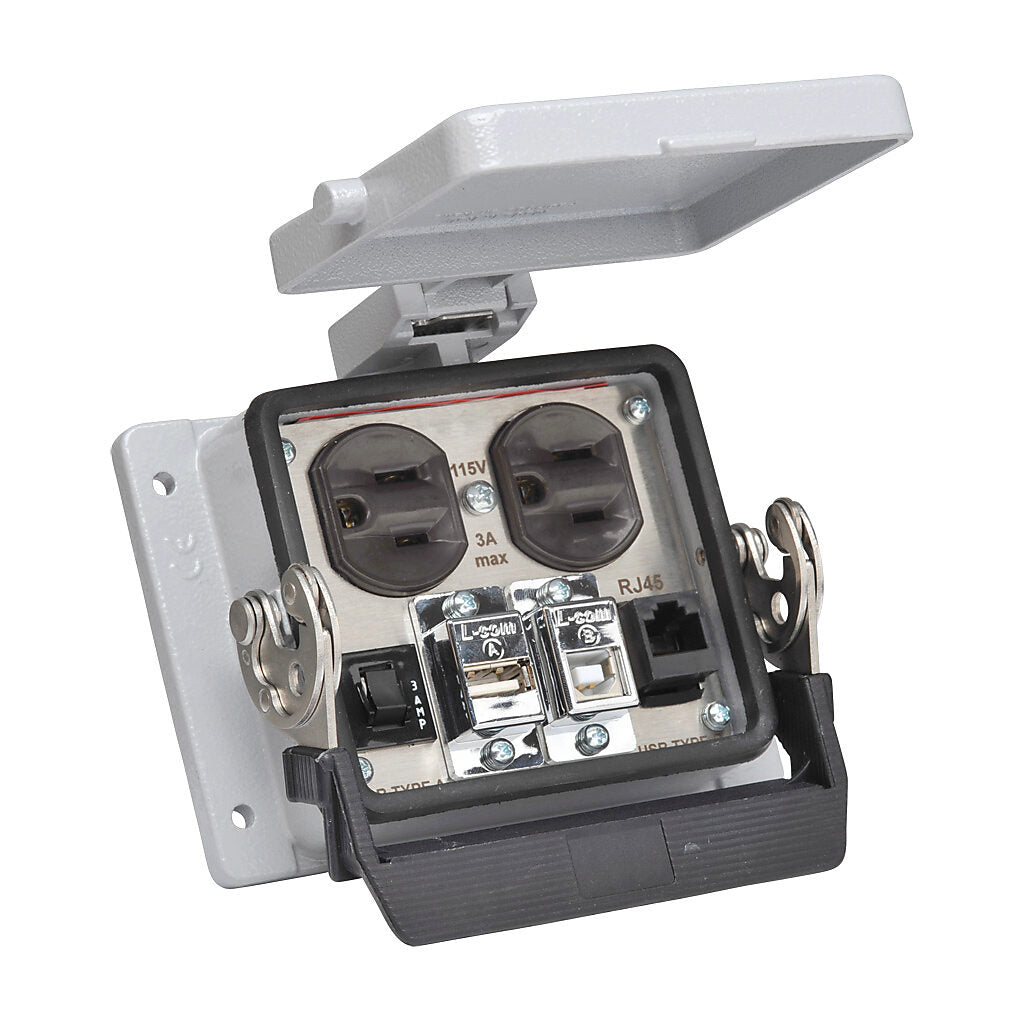 AutomationDirect ZIPport ZP-PDA-32-402 | Panel Interface Connector, Duplex 120V Outlet, RJ45, USB-A & USB-B Ports