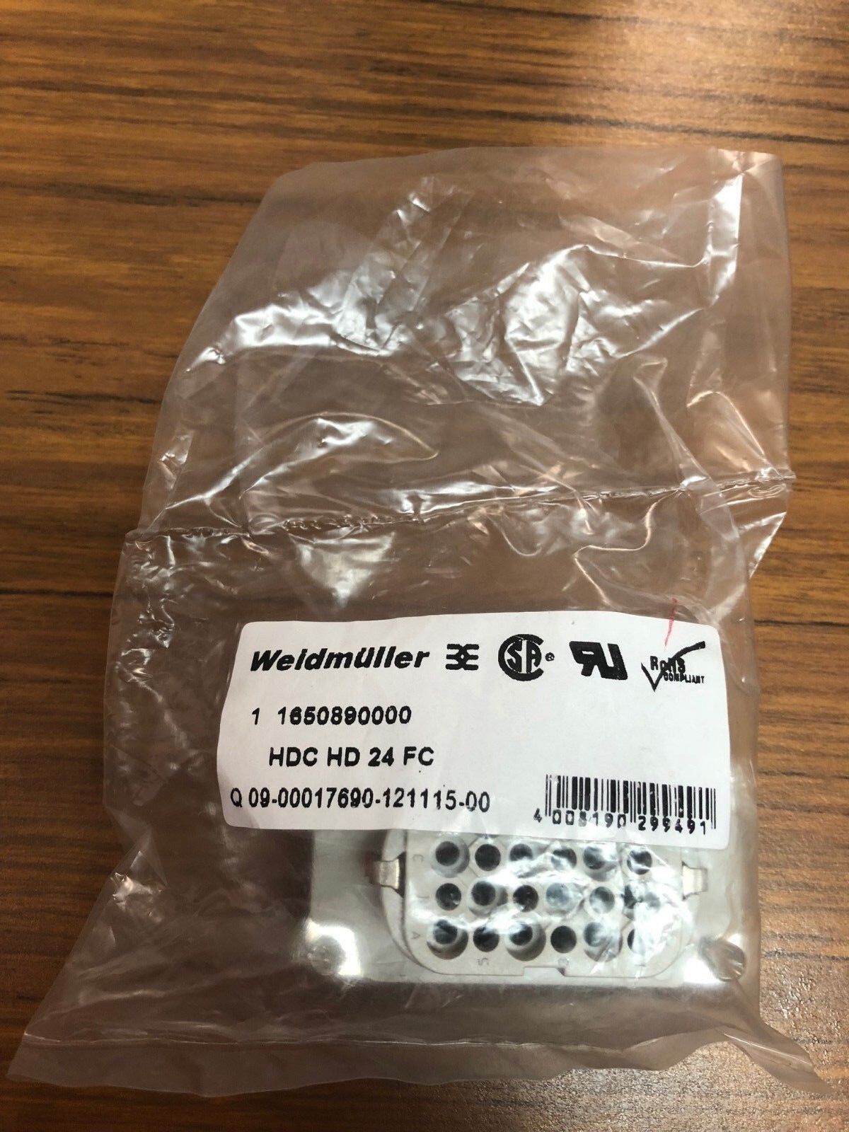 Weidmüller 1650890000 HDC HD 24 FC – High-Density Female Insert, 24-Pole + Ground, Crimp Termination, Size 4
