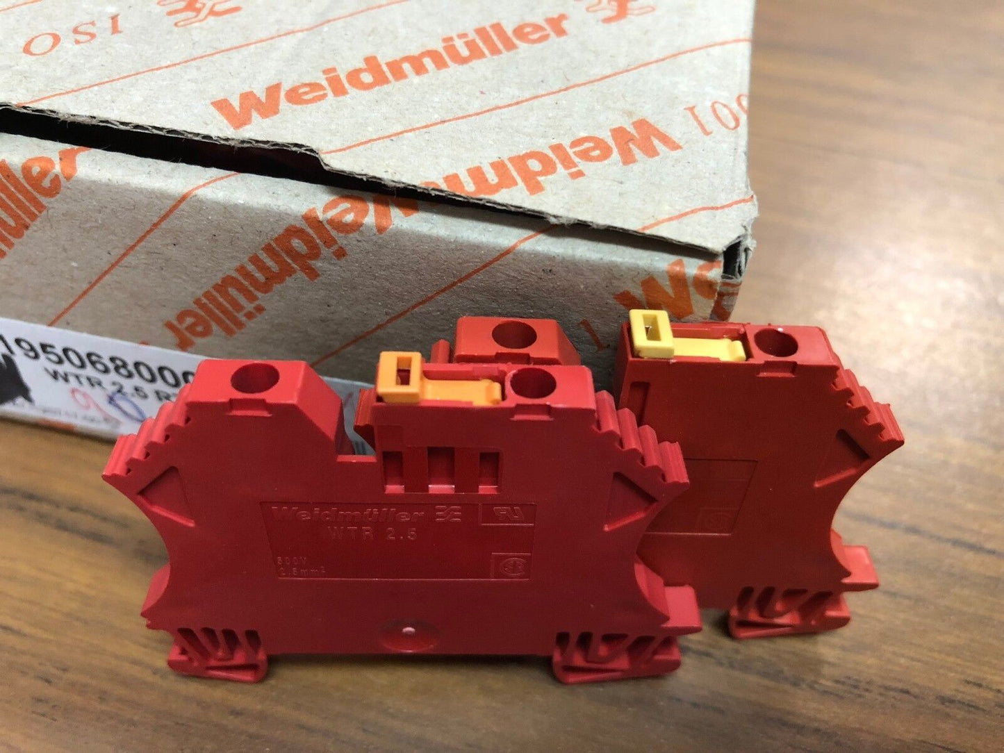 Weidmuller Terminal Block, 1950680000, 2 Position, Red, SOLD IN LOT OF 90.