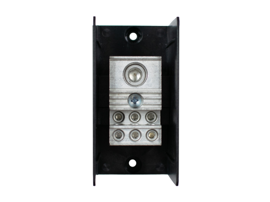 1451579 DISTRIBUTION BLOCK, 1-P, 380A, BX/BX LINE: (1)500MCM-4AWG BOX LUG LOAD: (6)2/0-14AWG BOX LUG