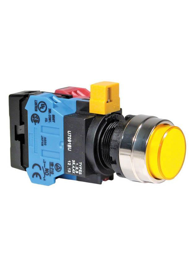 IDEC HW4L-M2F10QD-Y-24V 22mm Pushbutton Illuminated, Yellow