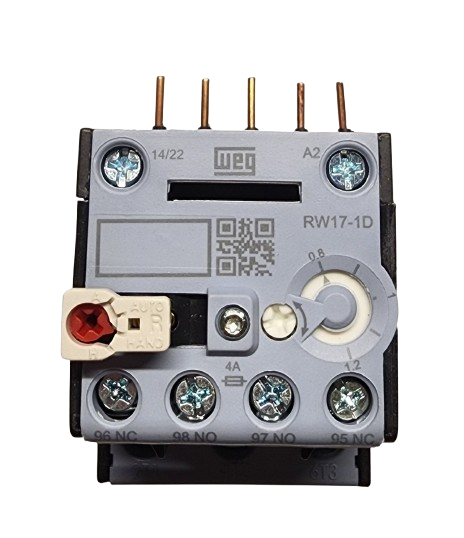 WEG RW17-1D3-D012 Thermal Overload Relay – 0.8A to 1.2A Adjustable, 3-Pole, Class 10, for CWC Mini Contactors