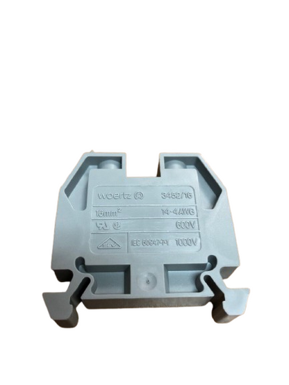 Woertz 3452/16 Heavy-Duty Terminal Block – 76A, 1000V, 16mm², Grey, Screw Connection (Lot of 4)