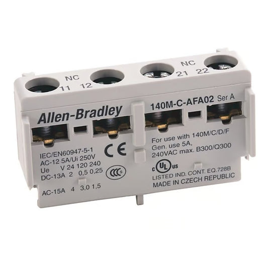 Allen-Bradley 140M-C-AFA20 Auxiliary Contact – Front Mount, 2 NO, for 140M MPCBs