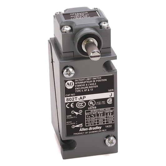 Allen-Bradley 802T-AP NEMA Limit Switch – Plug-In, Rotary Lever, Spring Return, 1 NO / 1 NC