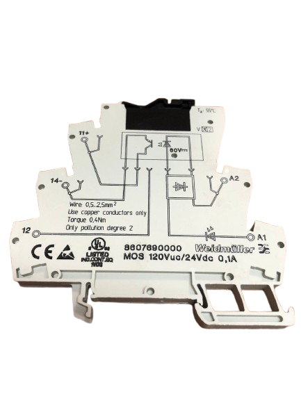 Weidmüller 8607690000 MICROSERIES Solid State Relay – 120V UC Input, 3–48V DC Output, 100mA, Screw Connection