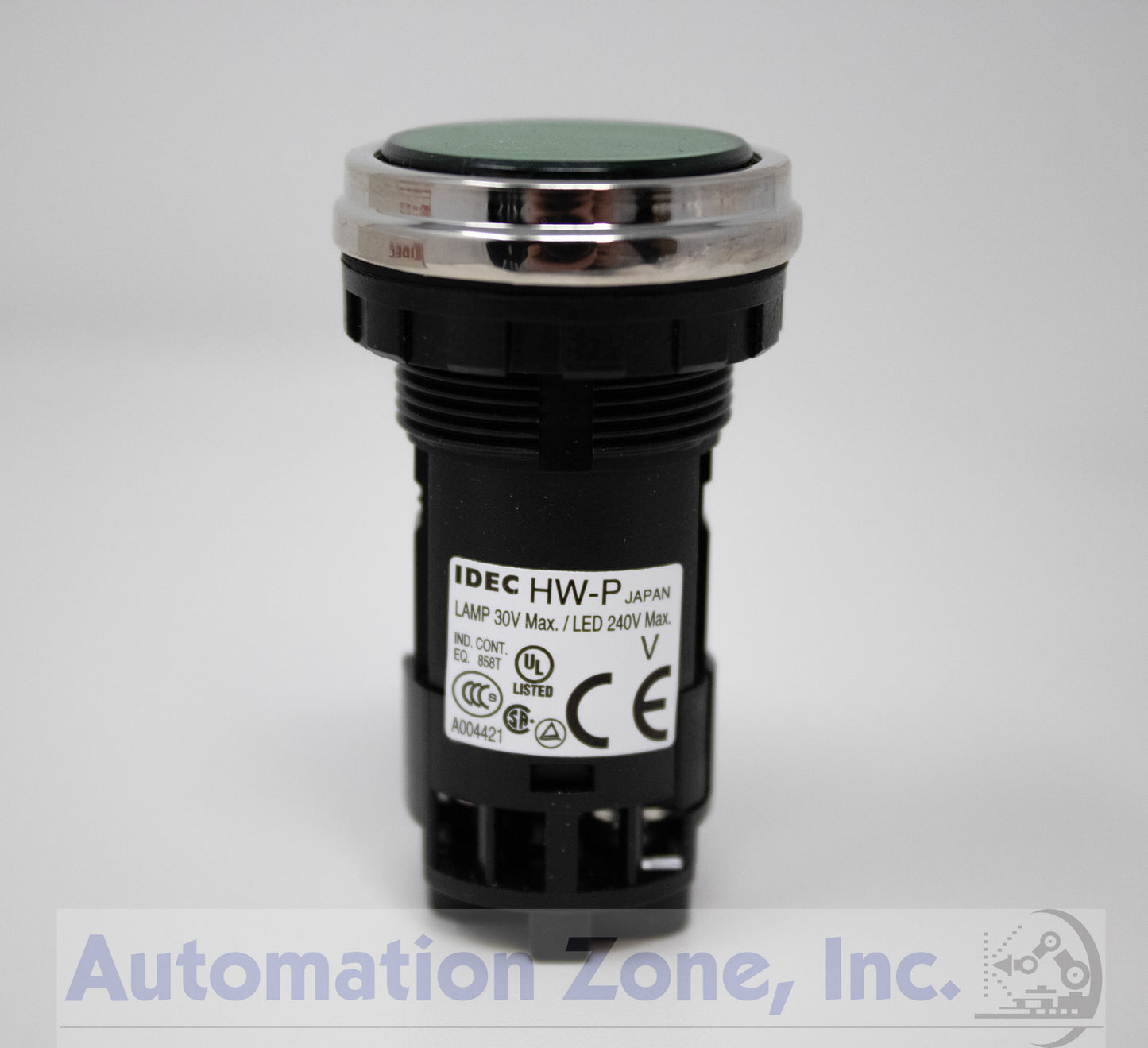 IDEC HW4P-1FQ-G-24V | 22mm Green LED Pilot Light, Round Flush, Metal Bezel, 24V AC/DC