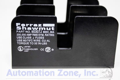 Ferraz Shawmut 60307J | 2-Pole Class J Fuse Block, 30A, 600V, Spring Reinforced Clips