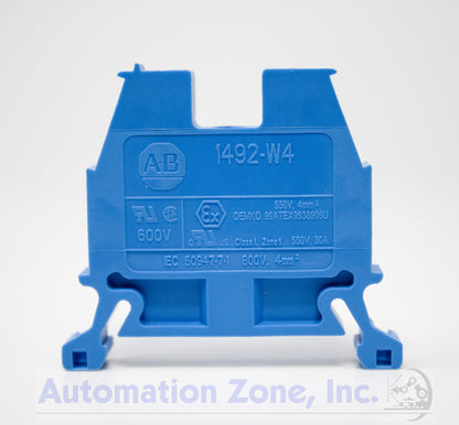 Allen-Bradley 1492-W4-B | 30A Feed-Through Terminal Block, 600V, Blue (Neutral/IS), 4mm² Screw Connection Lot of 5