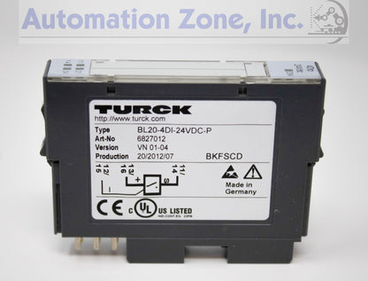 Turck BL20-4DI-24VDC-P | 4-Channel Digital Input Module, PNP, 24V DC, IP20