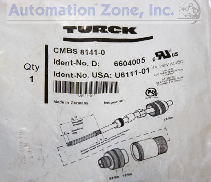 Turck CMBS 8141-0 | M12 eurofast Field-Wireable Connector, Shielded, 4-Pin, Straight Male