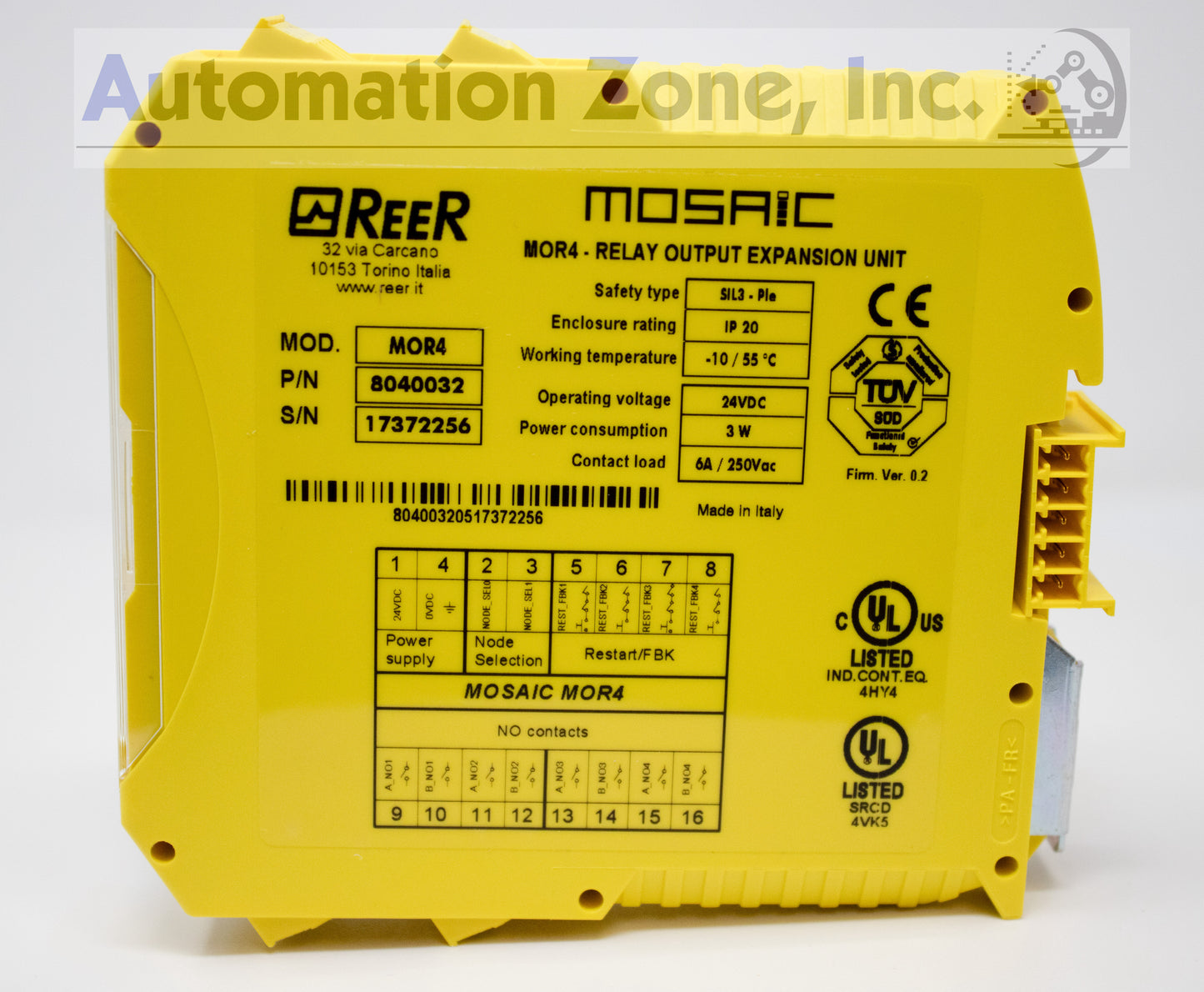 ReeR Mosaic MOR4 Safety Relay Output Expansion Module (8040032) – 4 NO Safety Outputs