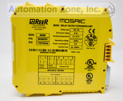 ReeR Mosaic MOR4 Safety Relay Output Expansion Module (8040032) – 4 NO Safety Outputs