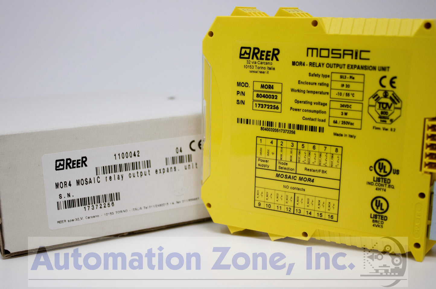 ReeR Mosaic MOR4 Safety Relay Output Expansion Module (8040032) – 4 NO Safety Outputs
