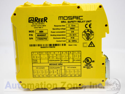 REER Mosaic MR4 Safety Relay Expansion Module (8040007) – 24VDC, 4NO/2NC
