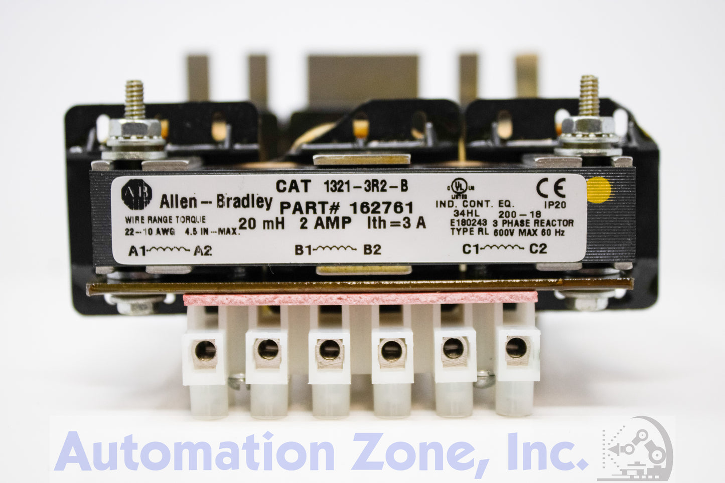Allen-Bradley 1321-3R2-B 3-Phase Line Reactor – 2 Amps, 20.0 mH, 600V AC, Open Style (IP00)