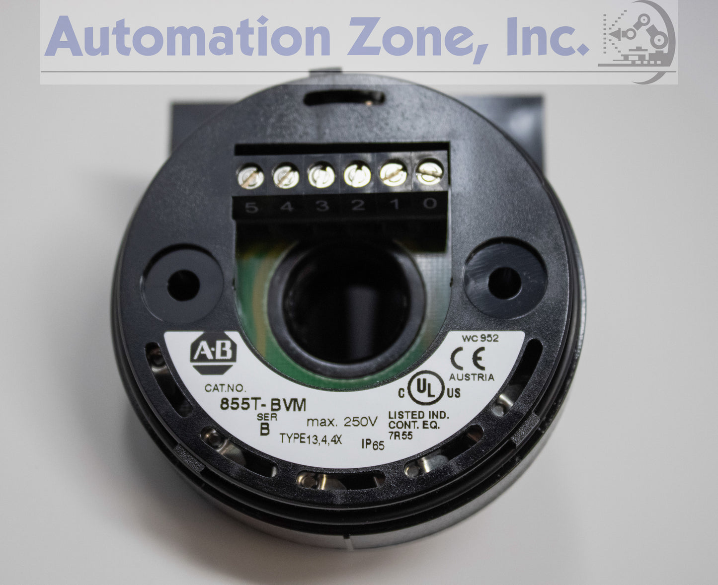 Allen-Bradley 855T-BVMC Stack Light Base – 70mm, Vertical Mount, Black Housing, Cap Included