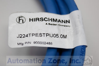 Hirschmann J424TPESTJU03.0M Industrial Ethernet Patch Cord – 3.0m, Shielded TPE, Teal
