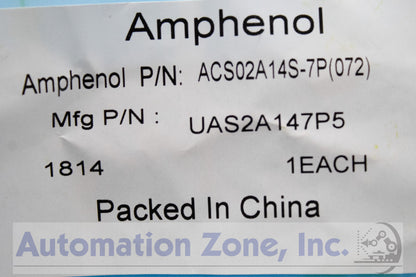 Amphenol ACS06AD14S-2P(072) Circular Connector – AC Series, Straight Plug, 4-Pin, Solder Contacts, Gray Zinc Nickel