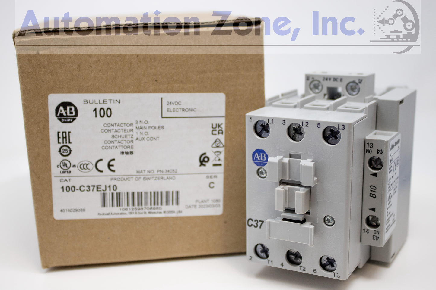 Allen-Bradley 100-C37EJ10 IEC Contactor – 37A, 3-Pole, 24V DC Electronic Coil, 1 N.O. Aux