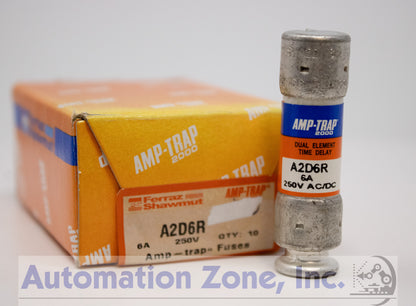 Ferraz Shawmut A2D6R Amp-Trap 2000 Fuse – Class RK1, 6A, 250VAC/DC, Time-Delay (Lot of 7)