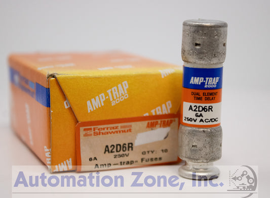 Ferraz Shawmut A2D6R Amp-Trap 2000 Fuse – Class RK1, 6A, 250VAC/DC, Time-Delay (Lot of 7)