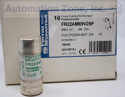 Mersen/Ferraz Shawmut FR22AM69V25P Fuse – 22x58mm, 25A, 690V AC, aM Type with Striker