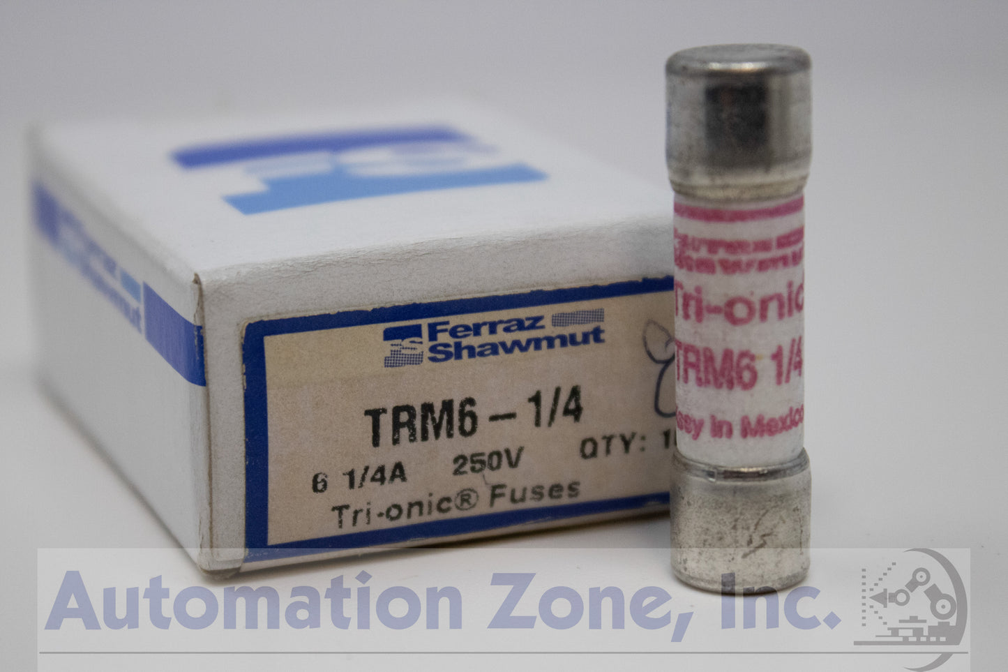Mersen/Ferraz Shawmut TRM6-1/4 Tri-Onic Fuse – 6.25A, 250V AC, Time-Delay Midget Fuse (Lot of 8)