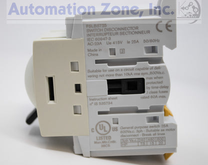 Mersen/Ferraz Shawmut FSLBST25 Manual Motor Controller – 25A, 3-Pole, Non-Fused, Toggle Operated