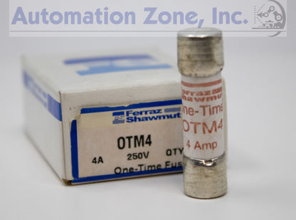 Mersen/Ferraz Shawmut OTM4 One-Time Fuse – 4A, 250V AC, Fast-Acting Midget Fuse (Lot of 10)