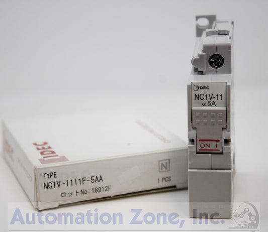 IDEC NC1V-1111F-5AA Circuit Protector – 1-Pole, 5A, 250V AC/65V DC, DIN Rail Mount, Medium Time Delay with Inertia Delay