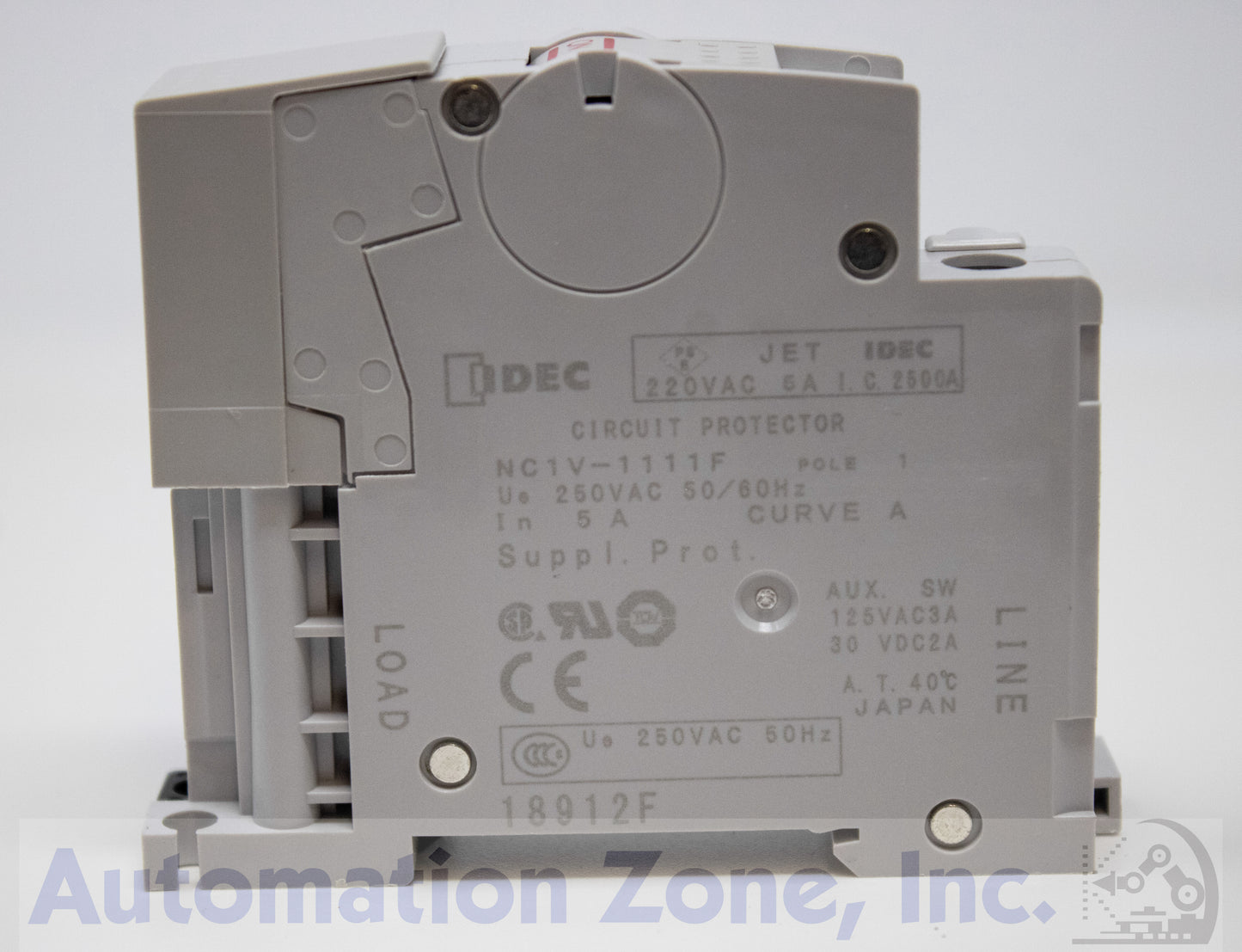 IDEC NC1V-1111F-5AA Circuit Protector – 1-Pole, 5A, 250V AC/65V DC, DIN Rail Mount, Medium Time Delay with Inertia Delay