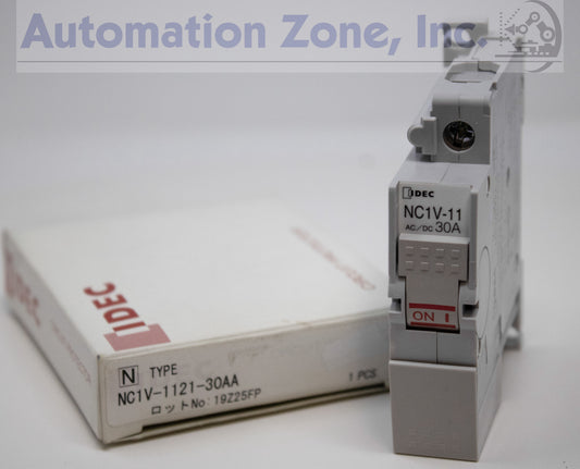 IDEC NC1V-1121-30AA Circuit Protector – 1-Pole, 30A, 250V AC/65V DC, DIN Rail Mount, Medium Time Delay