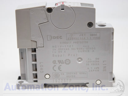 IDEC NC1V-1121-30AA Circuit Protector – 1-Pole, 30A, 250V AC/65V DC, DIN Rail Mount, Medium Time Delay