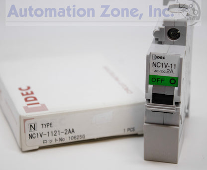 IDEC NC1V-1121-2AA Circuit Protector – 1-Pole, 2A, 250V AC/65V DC, DIN Rail Mount, Medium Time Delay