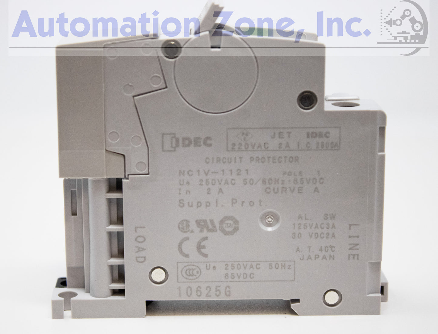 IDEC NC1V-1121-2AA Circuit Protector – 1-Pole, 2A, 250V AC/65V DC, DIN Rail Mount, Medium Time Delay