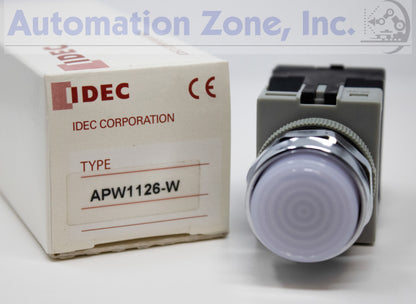 IDEC APW1126-W TW Series Pilot Light – 22mm, White, 120V AC Transformer Type, Octagonal Bezel