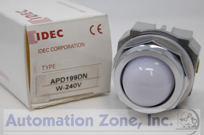 IDEC APD199DN-W-240V TWND Pilot Light – 30mm, LED, White Dome, 240V AC Full Voltage