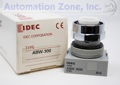 IDEC ABW-300 TW Series Pushbutton Actuator – 22mm, Mushroom Head, Momentary, Chrome Bezel (Lot of 2)