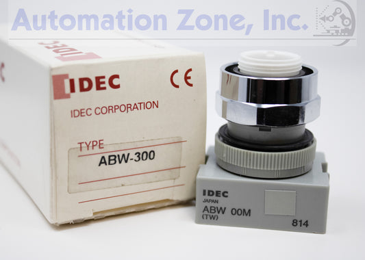 IDEC ABW-300 TW Series Pushbutton Actuator – 22mm, Mushroom Head, Momentary, Chrome Bezel (Lot of 2)