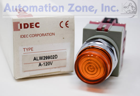 IDEC ALW29902D-A-120V TW Series Illuminated Pushbutton – 22mm, Momentary, Amber LED, 120V AC, 2NC
