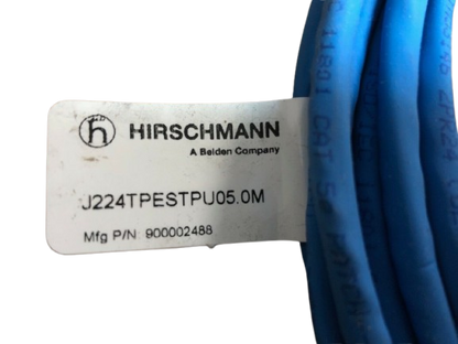 Hirschmann J224TPESTPU05.0M Industrial Ethernet Cable – M12 Female Bulkhead to RJ45, 5m, Teal TPE